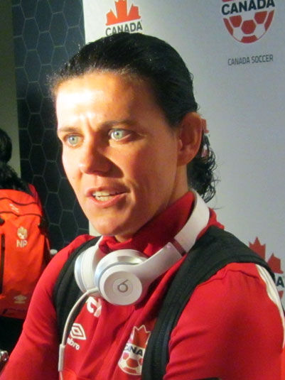 A atleta Christine Sinclair, em 2016.