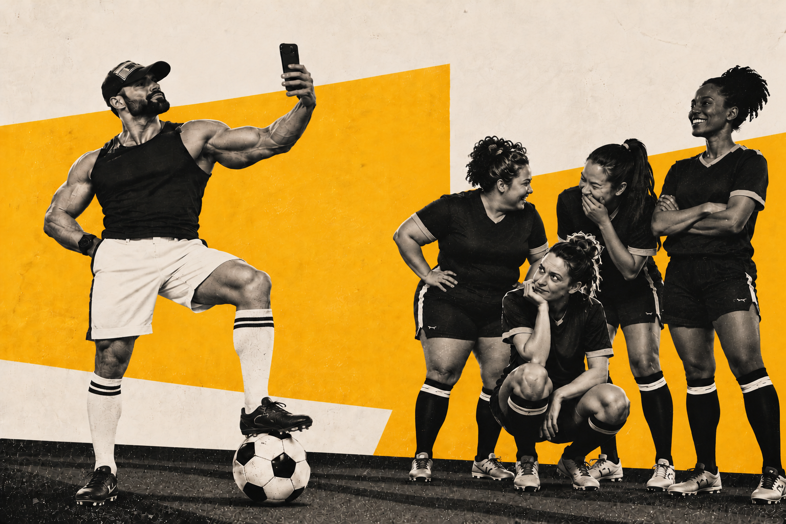 Ele achou que era o protagonista. Elas acharam graça. ⚽📸