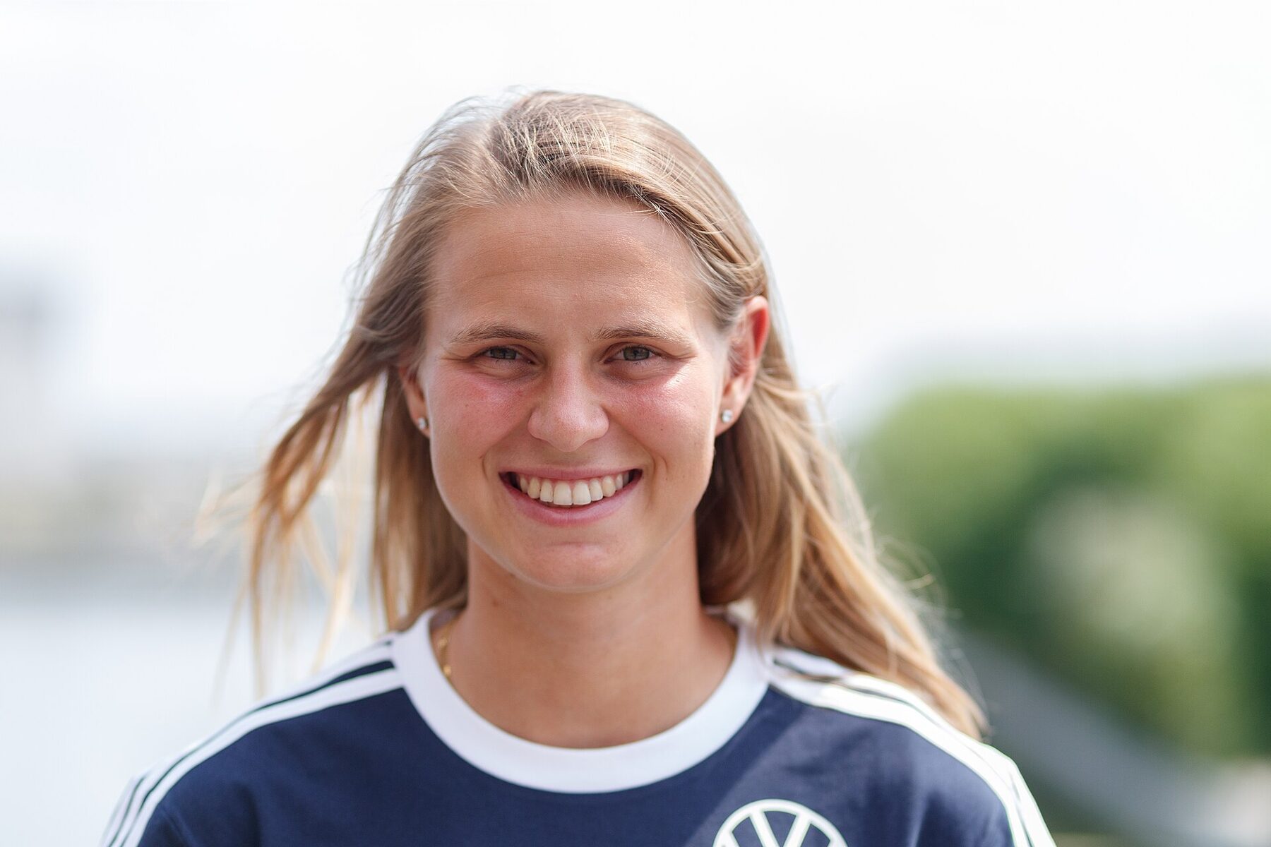 Klara Bühl no dia de mídia da seleção alemã, em junho de 2023.
