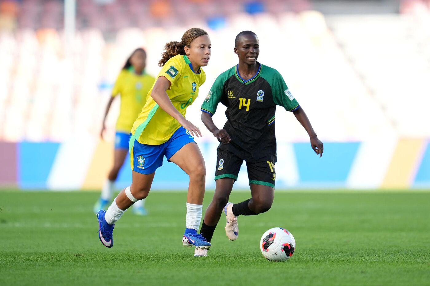 Nogueira, do Brasil, durante a partida contra a Tanzânia na Copa do Mundo Feminina Sub-20, em 5 de setembro de 2026.