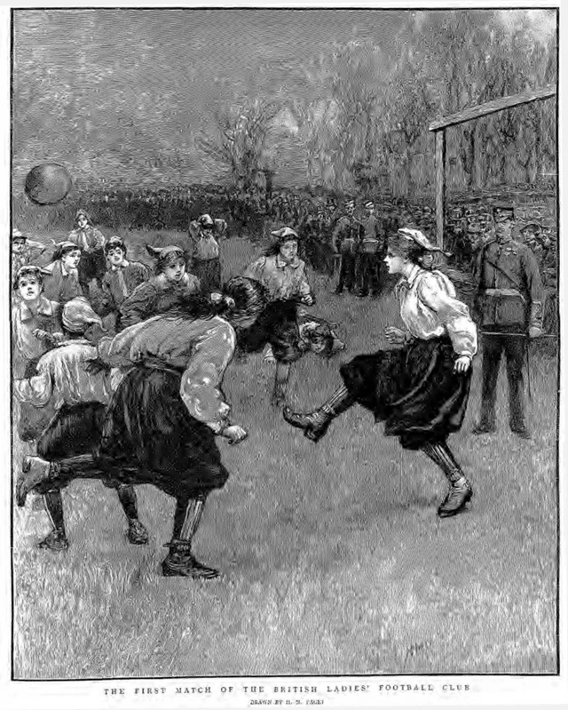 Gravura de H. M. Paget do primeiro jogo do British Ladies, The Graphic
