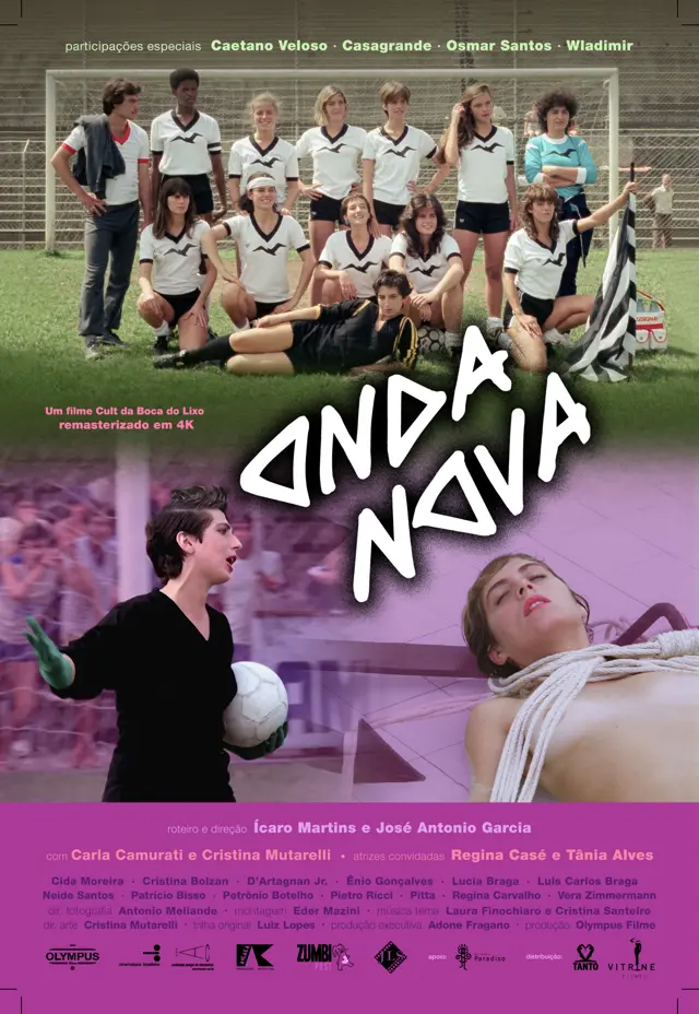 Cartaz do relançamento de Onda Nova (1983), em 2025. Material de divulgação da versão restaurada, publicado pela Cinemateca Capitólio.