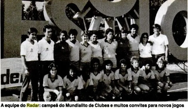 O Radar, base da seleção, em recorte de jornal de 1986: a mesma excursão à Itália que levou o Brasil ao Mundialito de Jesolo.